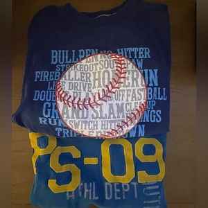 Set of two long sleeve graphic T-shirts, Old Navy and P.S, blue, size 8